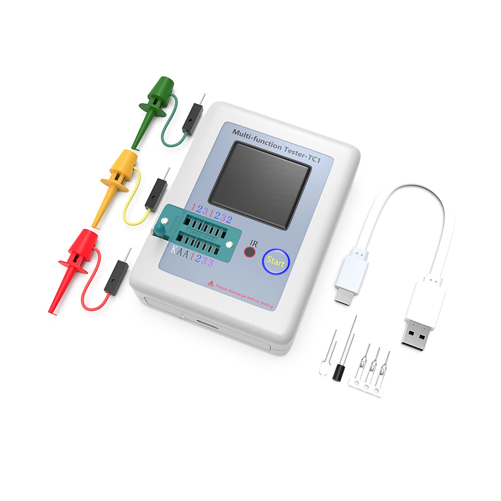 LCR-TC1 Transistor Tester, Multifunktions TFT Tester,1.8" LCD Display Hintergrundbeleuchtung für Dioden Trioden Kondensatorwiderstand,Transistor, LCR ESR NPN PNP MOSFET LW21