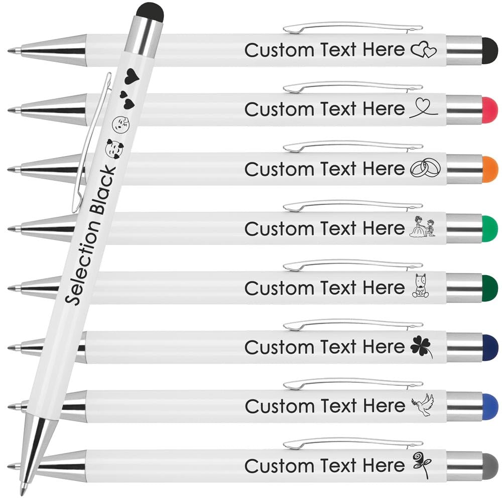 Juwelier Schönschmied Ballpoint Pen With Personalised Engraving | Promotional Ballpoint Pen WIth Custom Text| Writing & Touch Function | Rubberised Surface | Laser Engraving (Black, 25 PCS)