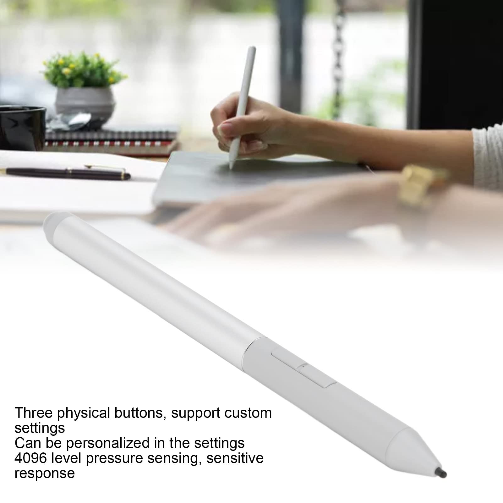 Stylus Pen Lápiz Digital Activo con 3 Botones para Elitebook Aleación de Aluminio Plata 1 Unidad