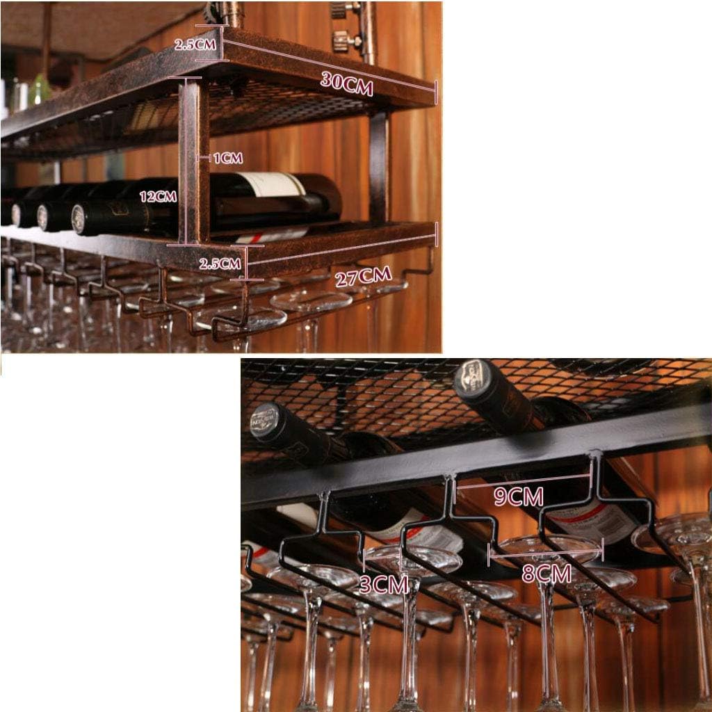 Ceiling Mounted Hanging Wine Rack/Wine Bottle Holder/Hanging Bar Glass Rack/Restaurant or Cafe Tableware Bottle Storage/Ceiling Decoration Shelf for Bars Restaurants Kitchens