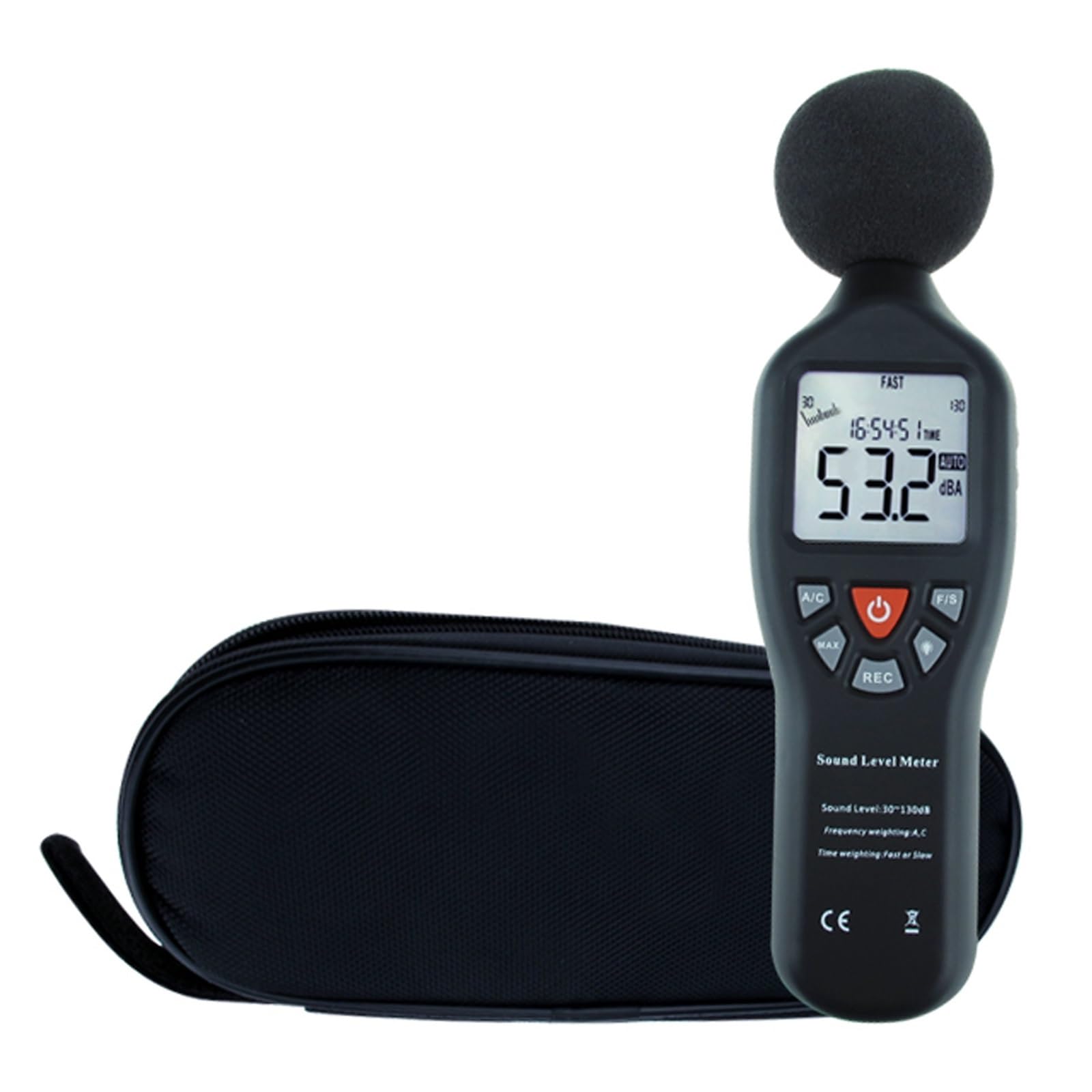 Fonometro Digitale Fonometro Professionale con Funzione di Registrazione Dati Misurazione ad Alta precisione 30dB-130dB Display retroilluminato Compatto Tester del Livello di Rumore Decibel