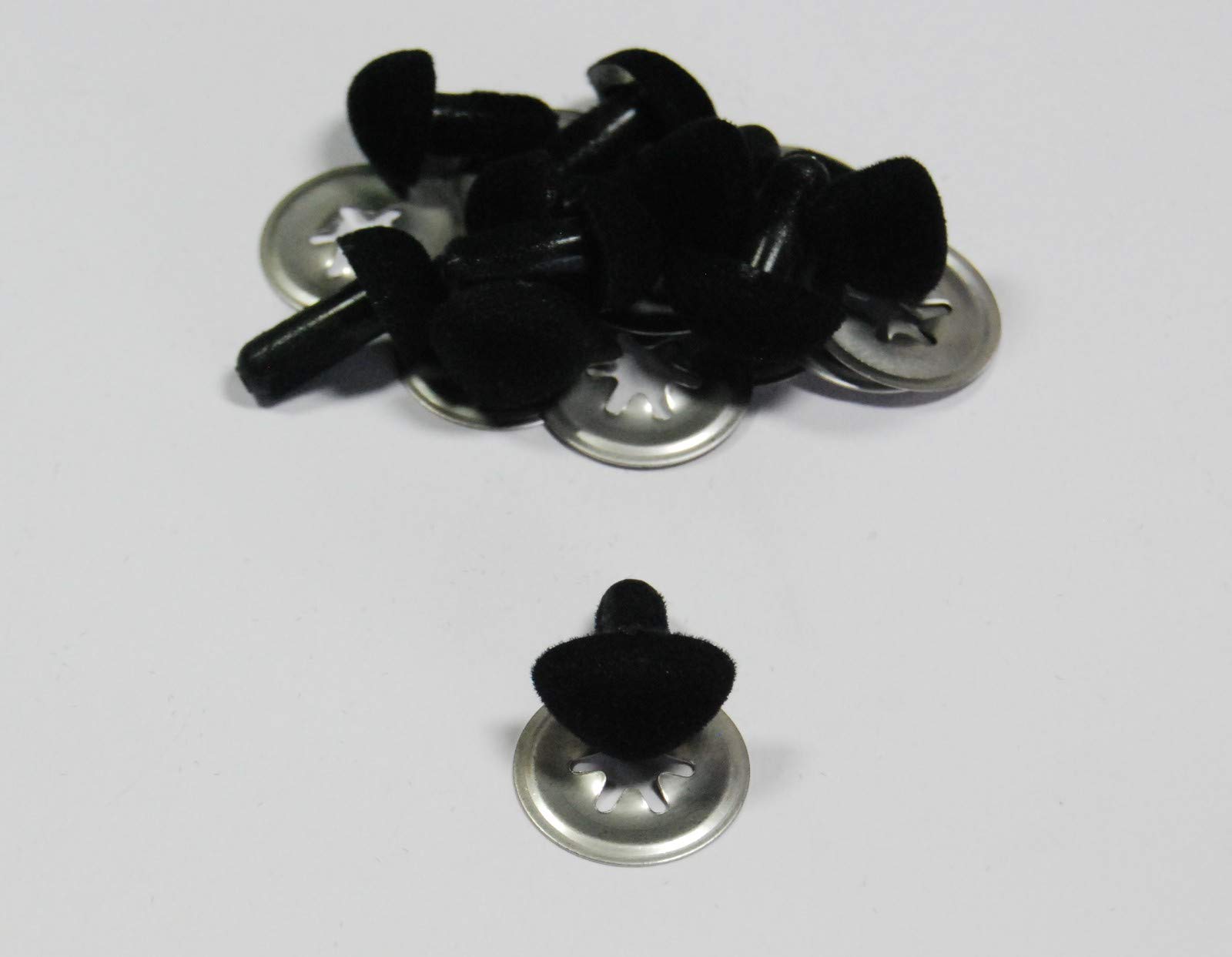 celloexpress FLOCK Black Cat/Triangle Noses 24mm Metal Backs - Teddy Bear & Soft Toy Making Detailed Noses - Pack of 10