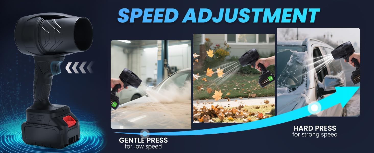 Cordless Electric Handheld Leaf Blower 21V, Small and Lightweight, 300000 RPM, Equipped with 2 Batteries and Fast Charger, Used in Patio, Lawn, Patio, car, dust, etc - Image 5