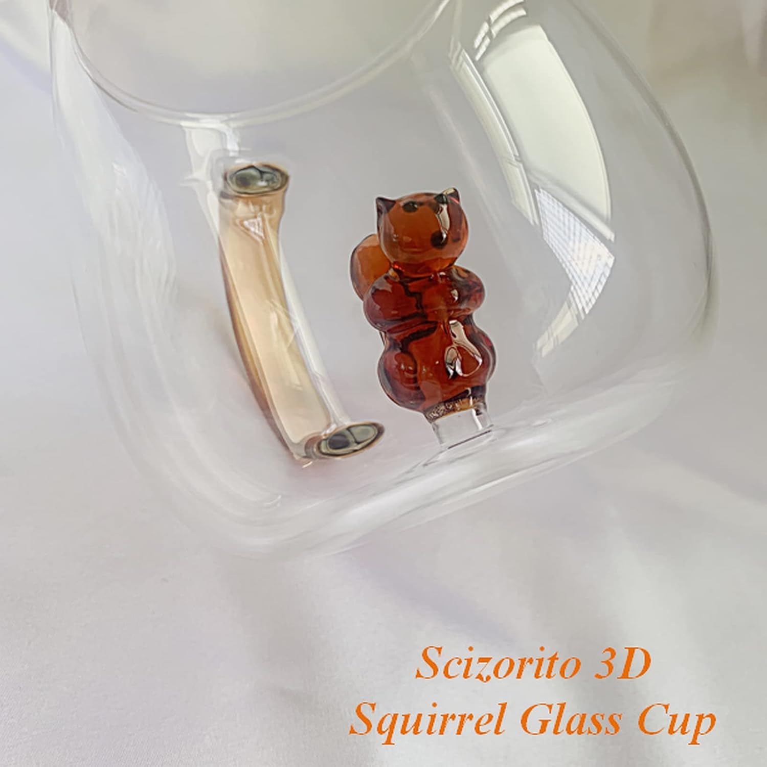 Glass Cups, Transparent Three-dimensional Pattern, Bar Beverages Ice Coffee Mug Juice Drinkware, Clear (Squirrel Cup) - Image 3