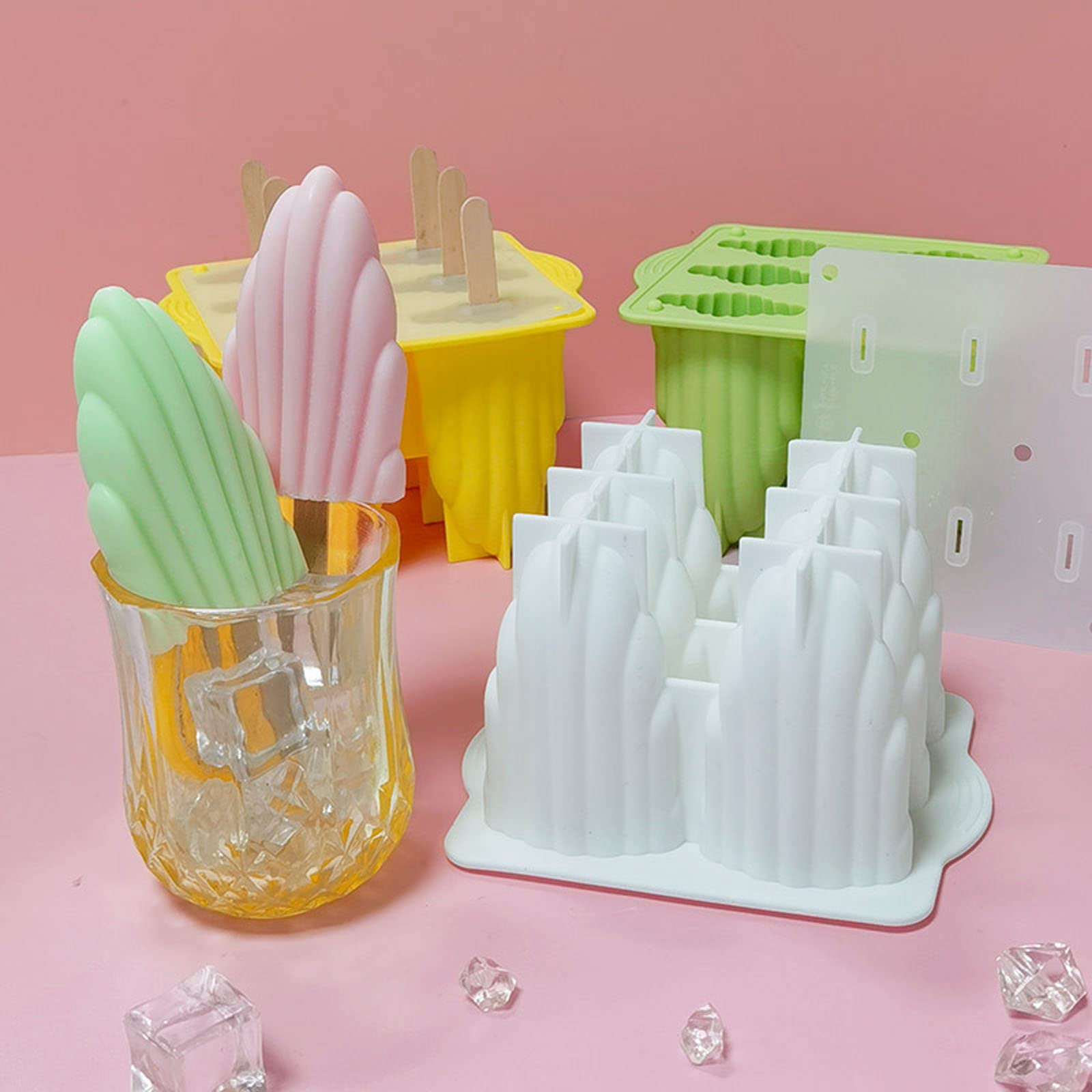 Moldes para polos， Molde de silicona for hacer helados con 6 cavidades, 3 colores a elegir(White)
