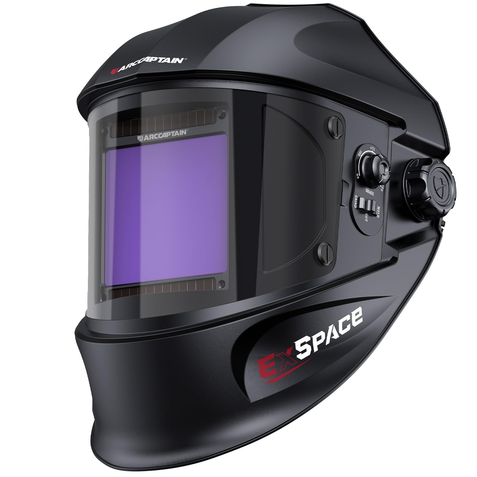 3.94"X3.66" Welding Helmet Auto Darkening, 1/1/1/1 Top Optical Clarity Large Viewing Screen Solar Power Welding Hood with 4 Arc Sensor, Wide Shade 4-5/5-9/9-13 for TIG MIG ARC Welding CUT