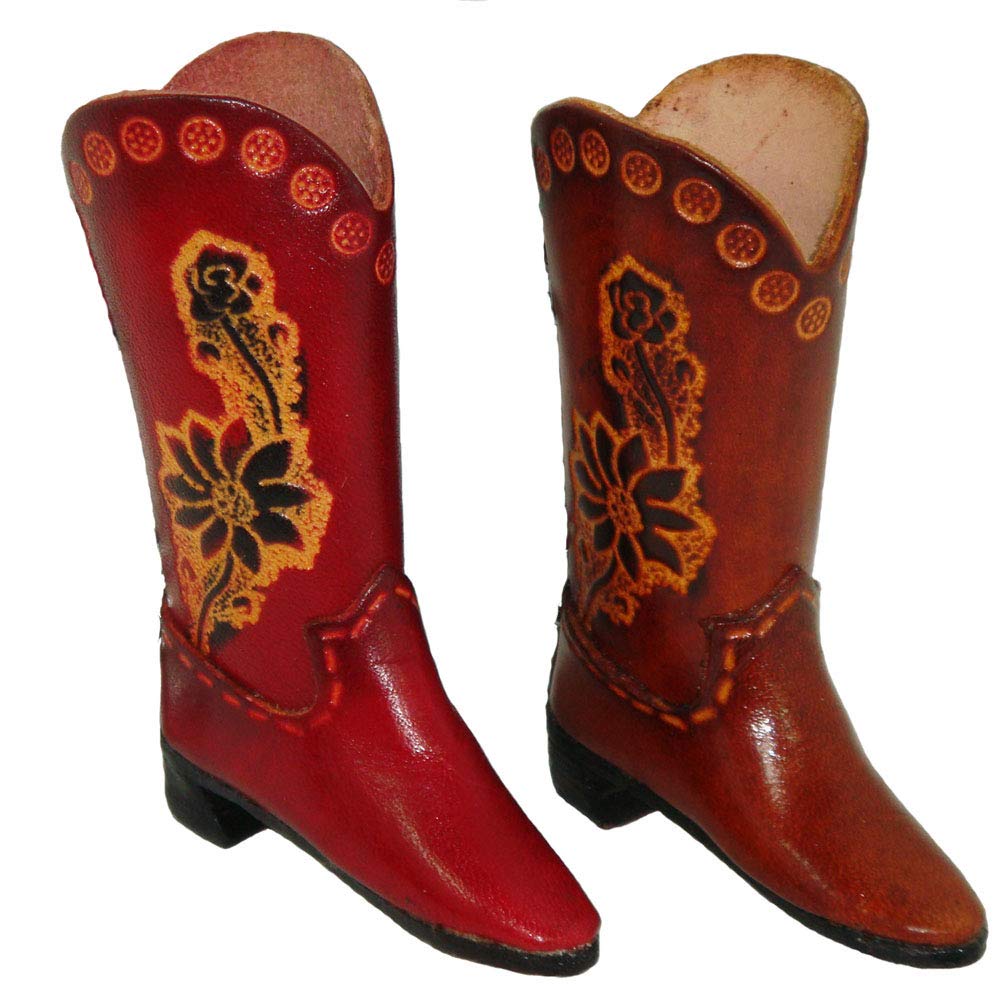 Genuine Leather Key chain,a Pair of the Lady Boots Shape Charm, Brown, Black or Red