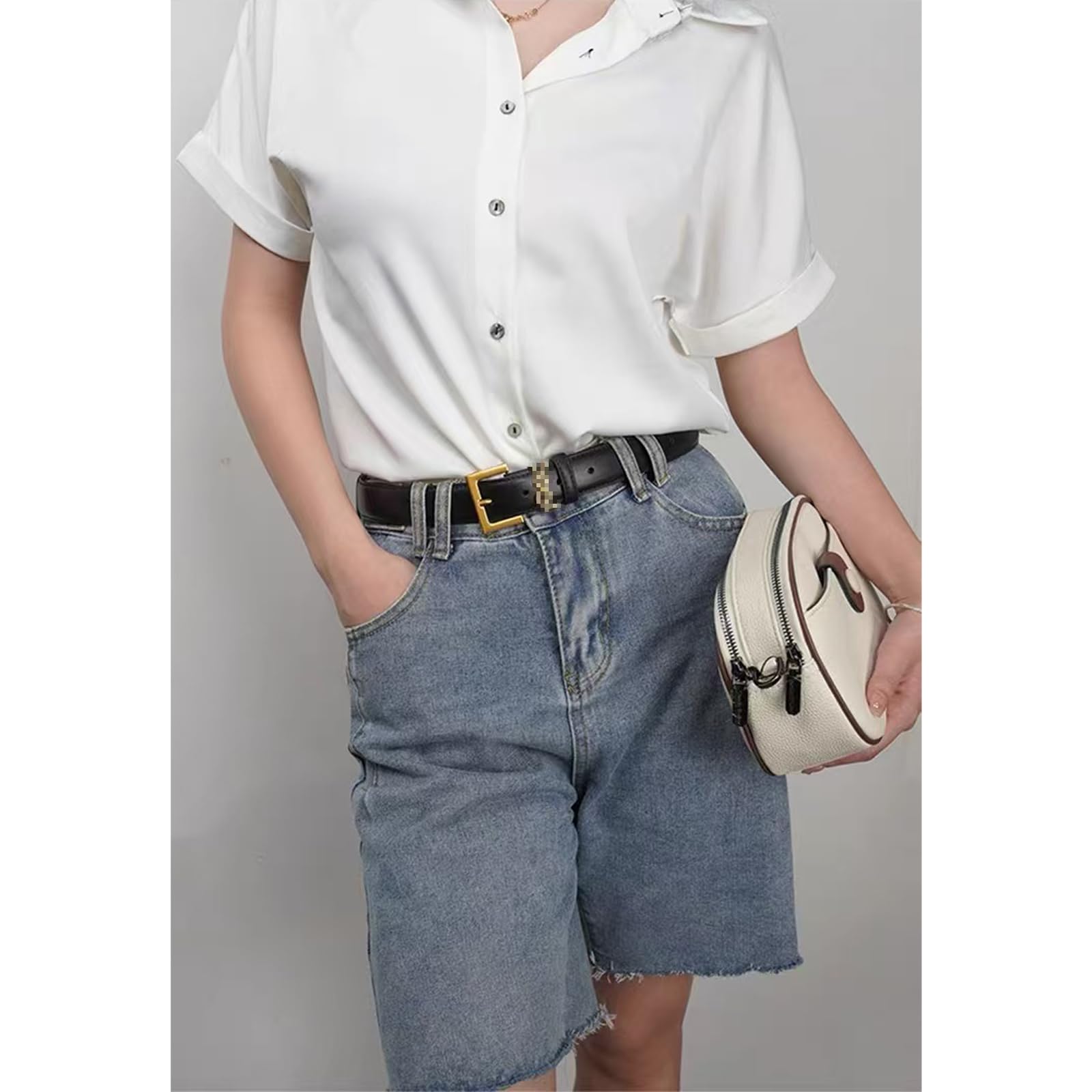 Modny damski pasek skórzany w stylu retro paski damskie z klasyczną złotą klamrą regulowany pasek w stylu vintage czarny pas pas biodrowy do sukienki jeansowe spodnie