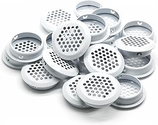 Piutouyar 20Pcs 35mm/1.4" Air Vents Round Soffit Vents, Stainless Steel Circular Soffit Vent Mesh Hole Louver for Kitchen, Bathroom, Cabinet and Wardrobe (White)