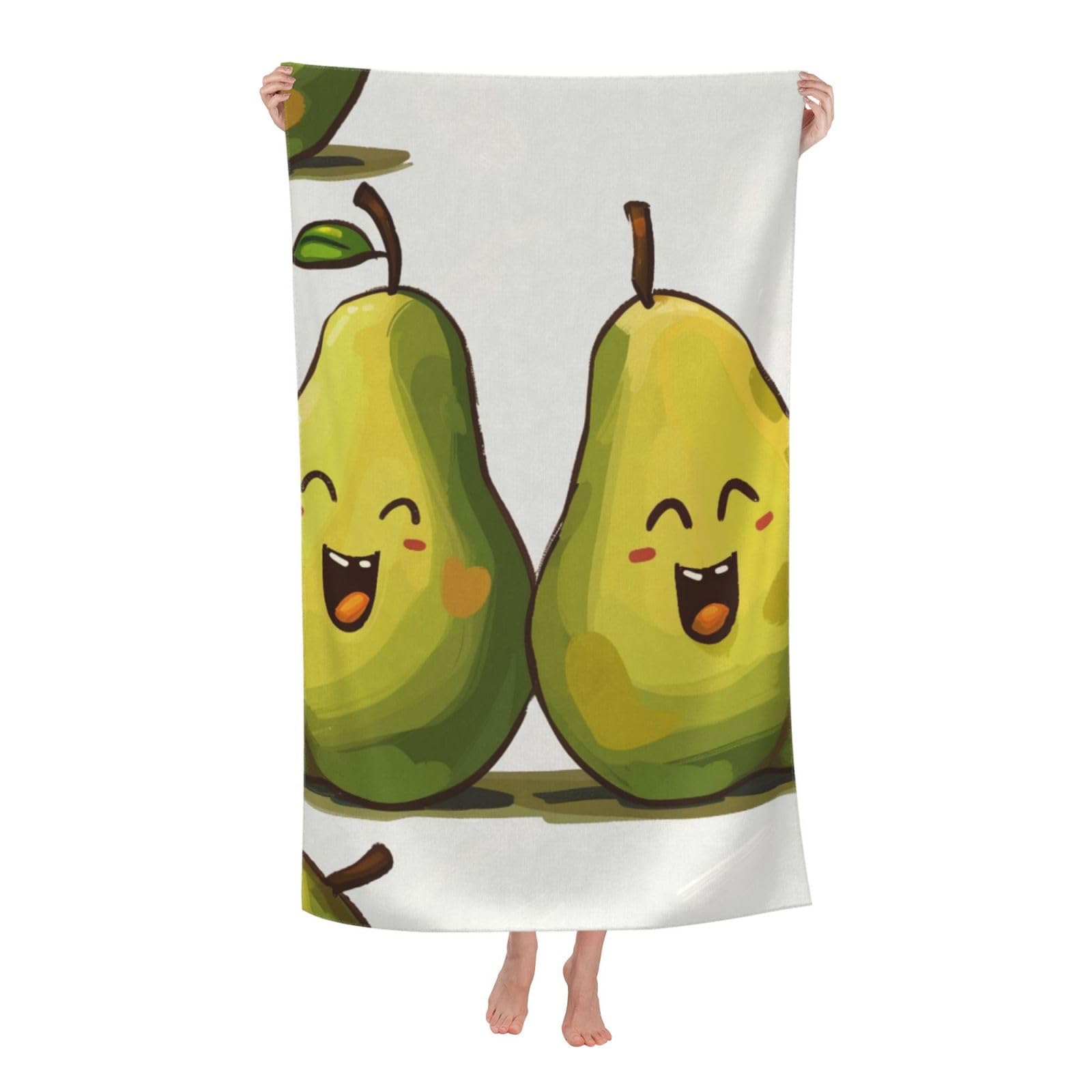 BWWHCCTI Cartoon Pears Printed Quick Dry Bath Towel, Soft Microfiber Towels Fast Drying Beach Towels for Travel,Camping,Gym,Swimming,Yoga