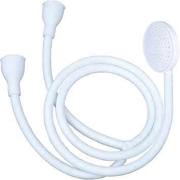 Blue Canyon Vector Double Tap Shower Spray| Bathroom Accessory| Premium Shower Attachment for Bath taps| Push-on-Fitting| Suitable for Round & Oval Taps| Shower Head for Bathroom| 1.5 Meters| White