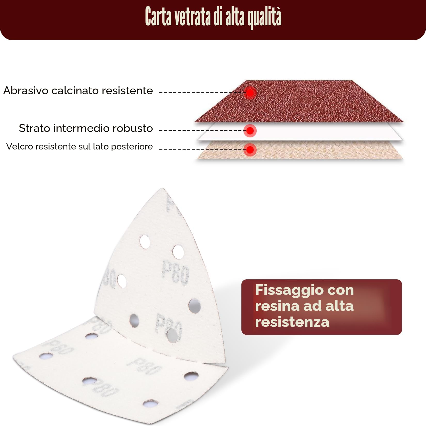SHALL Set da 120 fogli abrasivi triangolari 105x152mm per levigatrice mouse, grane 40-240