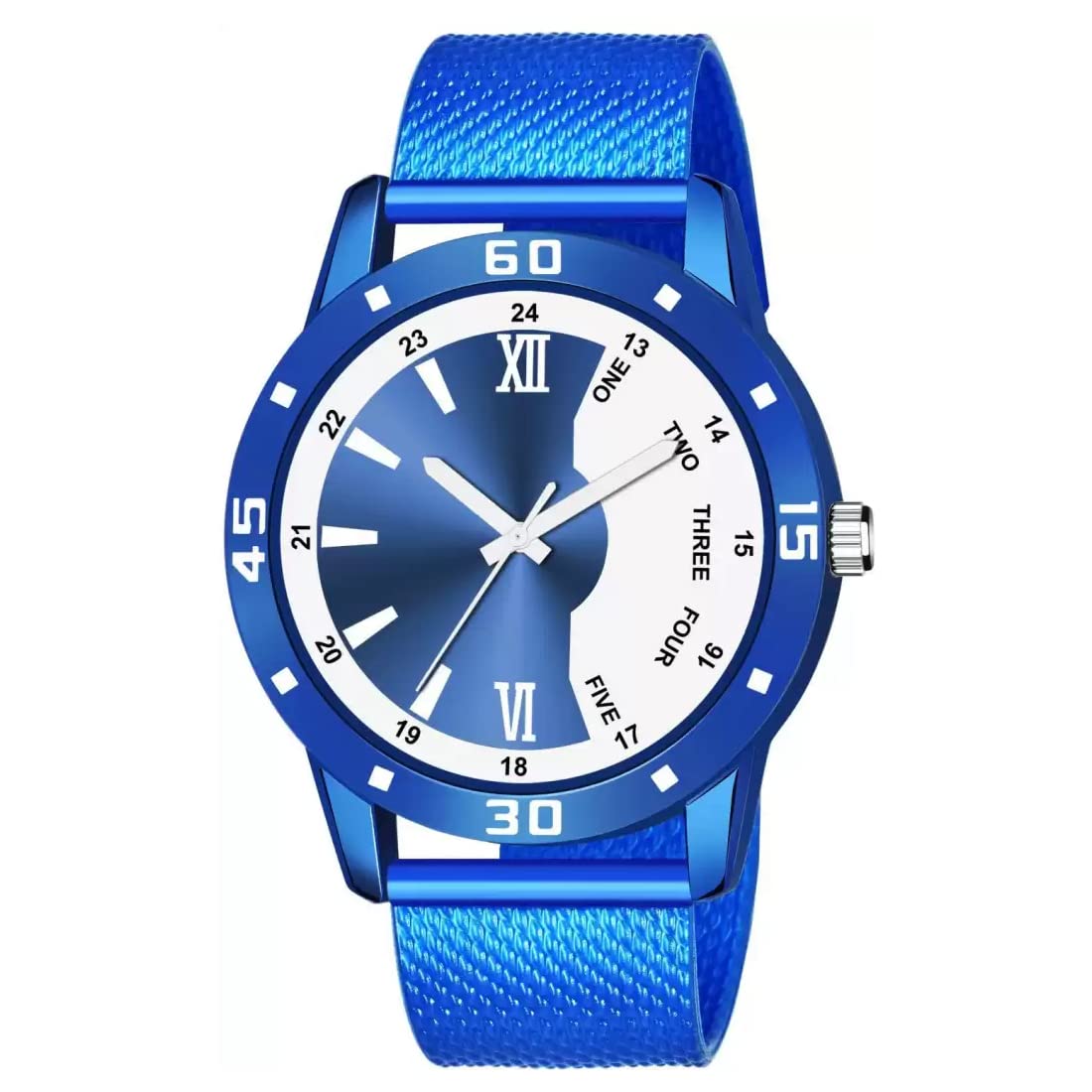 Talgo Alluring Analogue Blue Dial Blue Rubber Strap Premium Quality Graceful Stylish Wrist Watch for Men and Boys, Pack of 1 - C1002-BLU-D-AVO-BLU-SFR