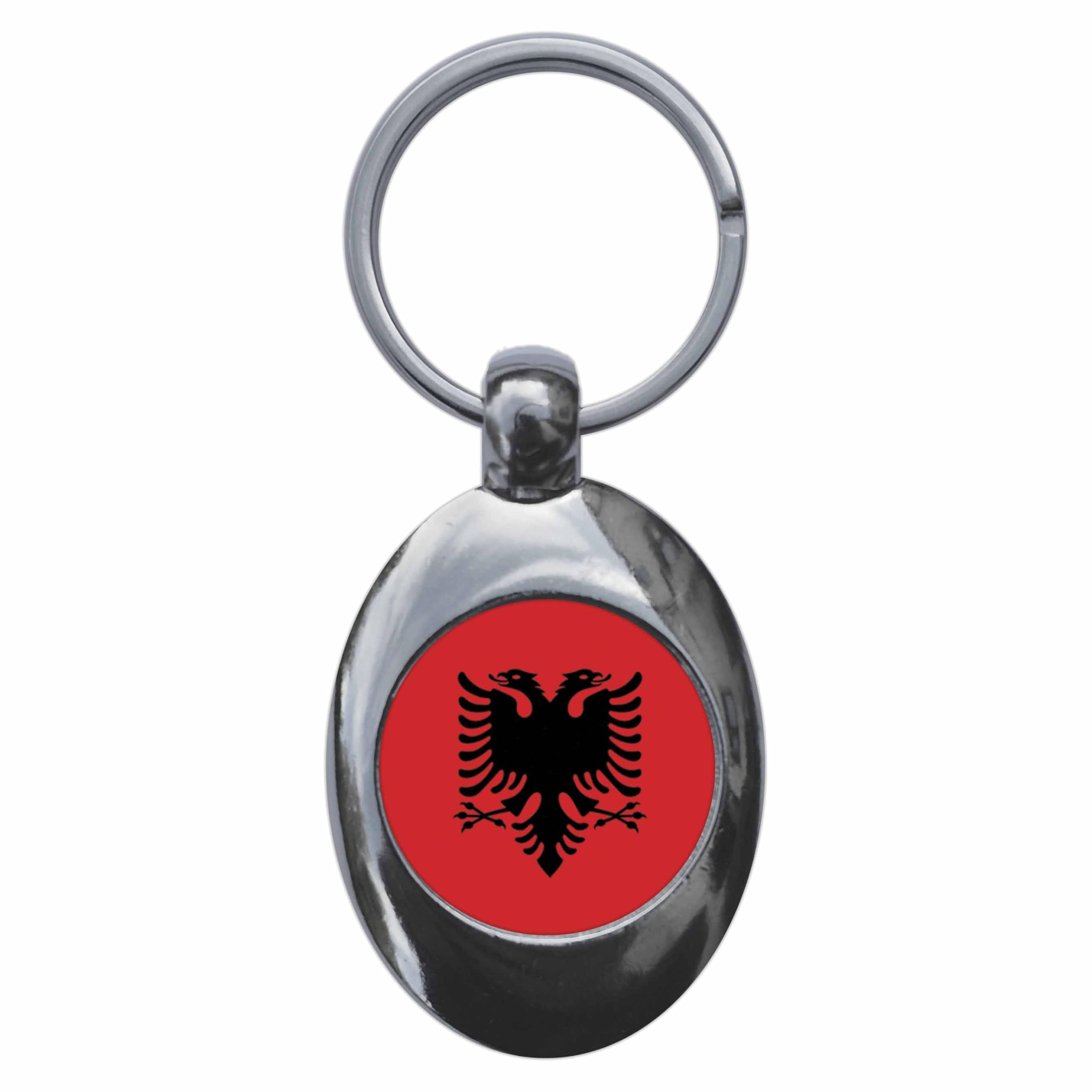 Ozorath Albania National Flag Keyring Keychain Key Ring Chain With Trolley Coin