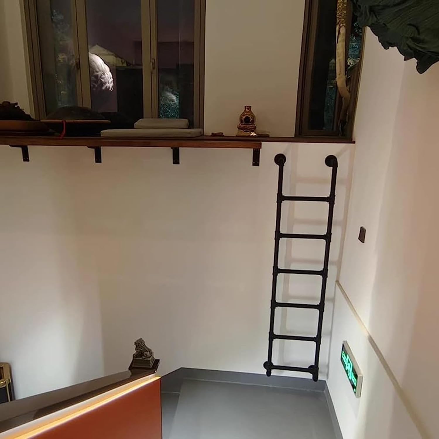 Adjustable Metal Loft Bed Ladder 39-67 Inch - Sturdy Bunk Bed Step Stool - Safe Climbing Solution for Dorms, Apartments & Attics - Ideal for High Bed Access and Space Saving