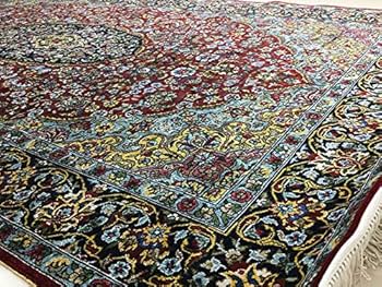 花と孔雀の刺繍の段通絨毯、ラグ 花と孔雀の刺繍の段通絨毯、ラグ