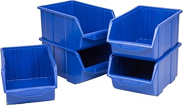 Cajas apilables, Gavetas Apilables (10 unidades, plástico, 350 x 220 x 165 cm, tamaño 3), color azul