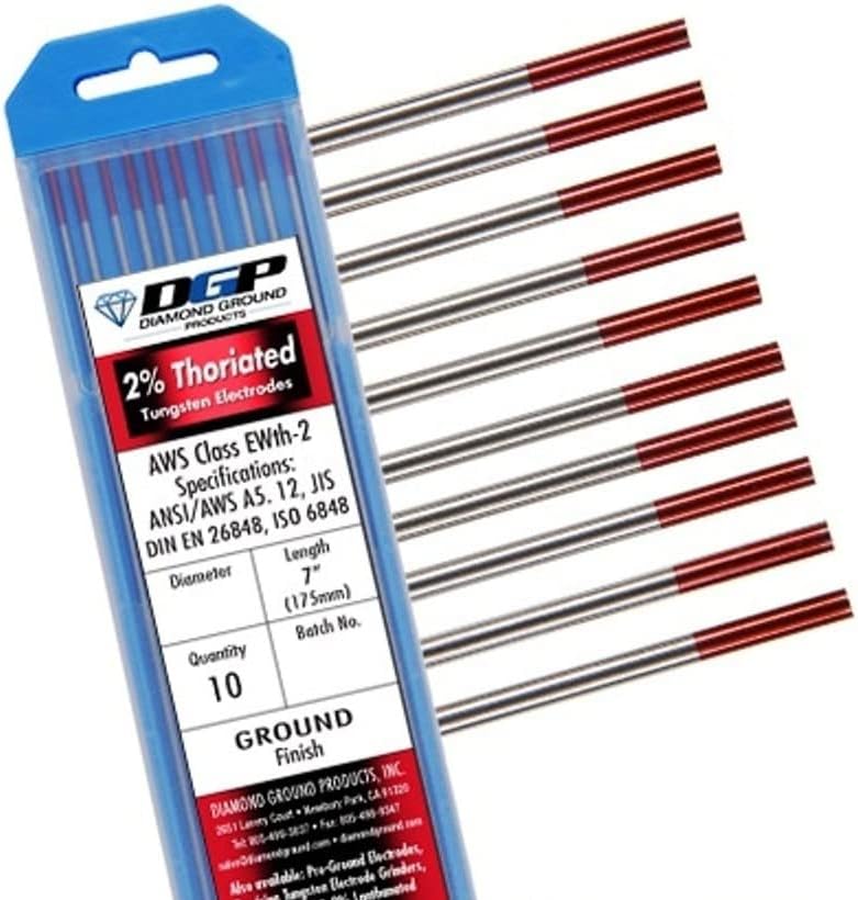 Diamond Ground TIG Welding Tungsten Electrodes 2 Percent Thoriated Red
