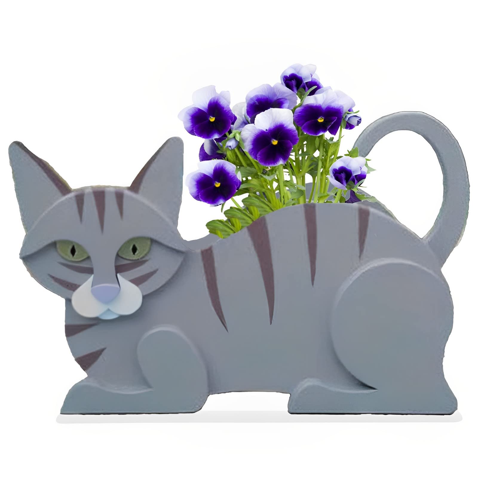 Strolfay Dog Planter Pot - Cute PVC Herb Garden Flower Planter for Indoor/Outdoor Plants - Pet Lover Gift - 12.5 * 5.6 * 7.8in (Blue Cat) โ image 1