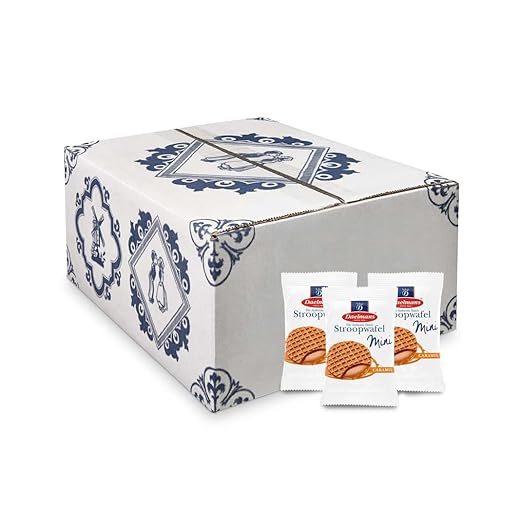 Daelmans Mini Caramel Stroopwafels - Individually Wrapped Waffle Cookies, Sweet Snack for Coffee & Tea, Authentic Soft Toasted Dutch Waffles, Cinnamon, Vanilla, Certified Kosher Dairy - 200 Count Box