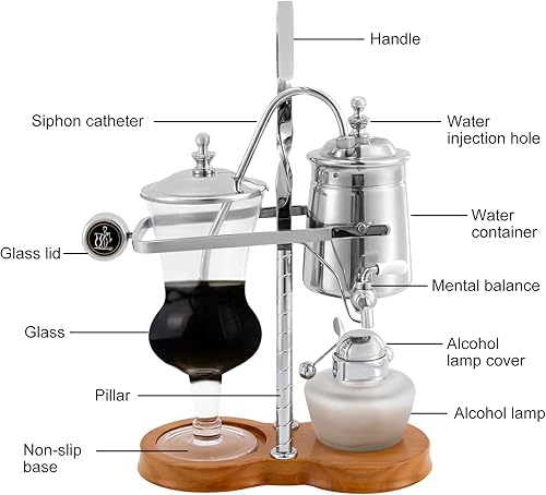 Miniatura 3 de DYRABREST Cafetera sifón sifón, 5 tazas de sifón de mesa sifón (sifón), cafetera de mesa de borosilicato para el hogar, cafeterías y oficinas
