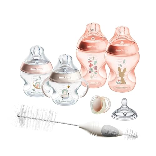 Tommee Tippee Natural Start - Juego de biberones para bebé, 2 biberones anticólicos de 5 onzas y 2 botellas de 9 onzas, pezones de flujo lento y