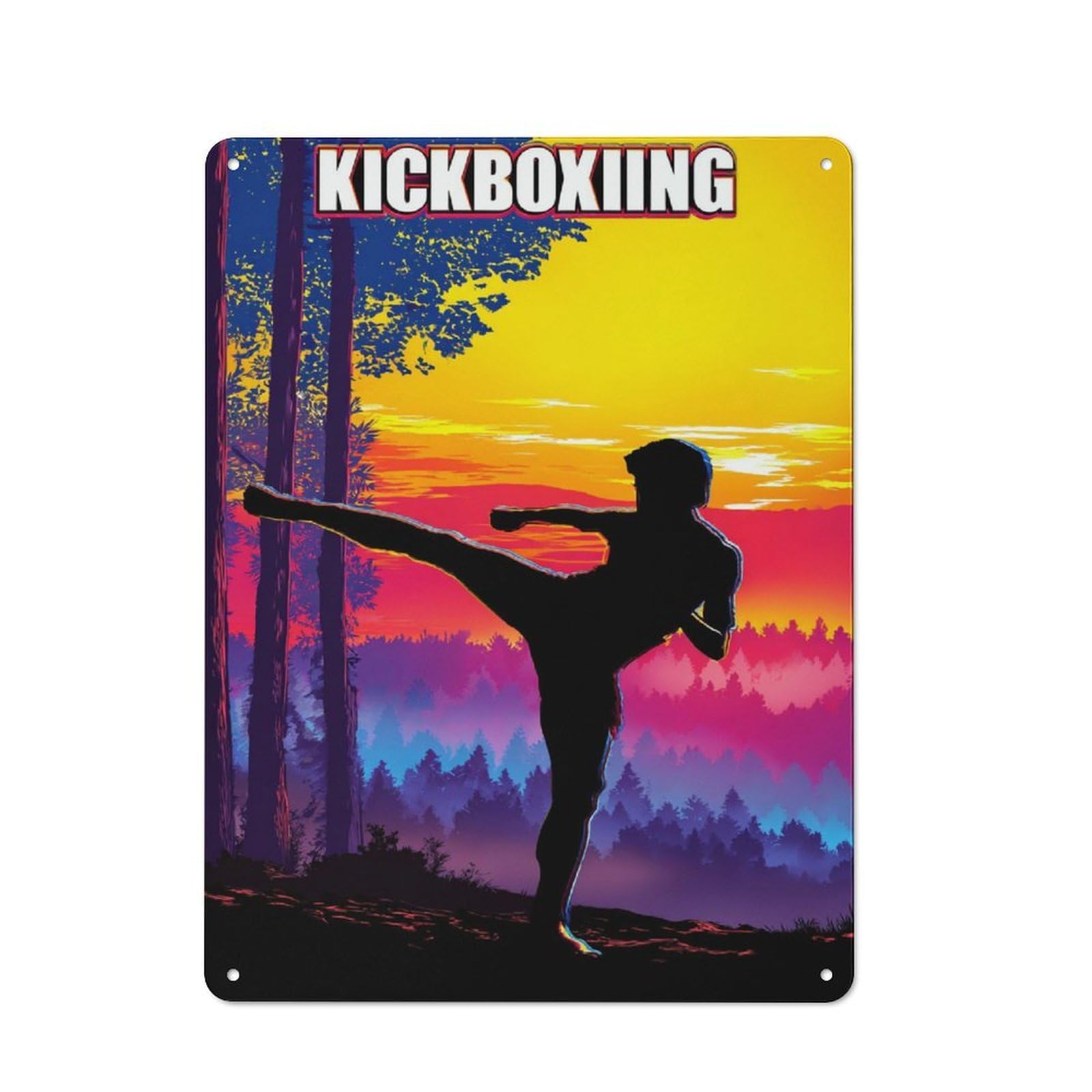 Sunset Kickboxing Adventure Printed Metal Sign 40x30cm for Café Or Home Bar, Housewarming Wall Decor for People Furnishing Café And Home Bar