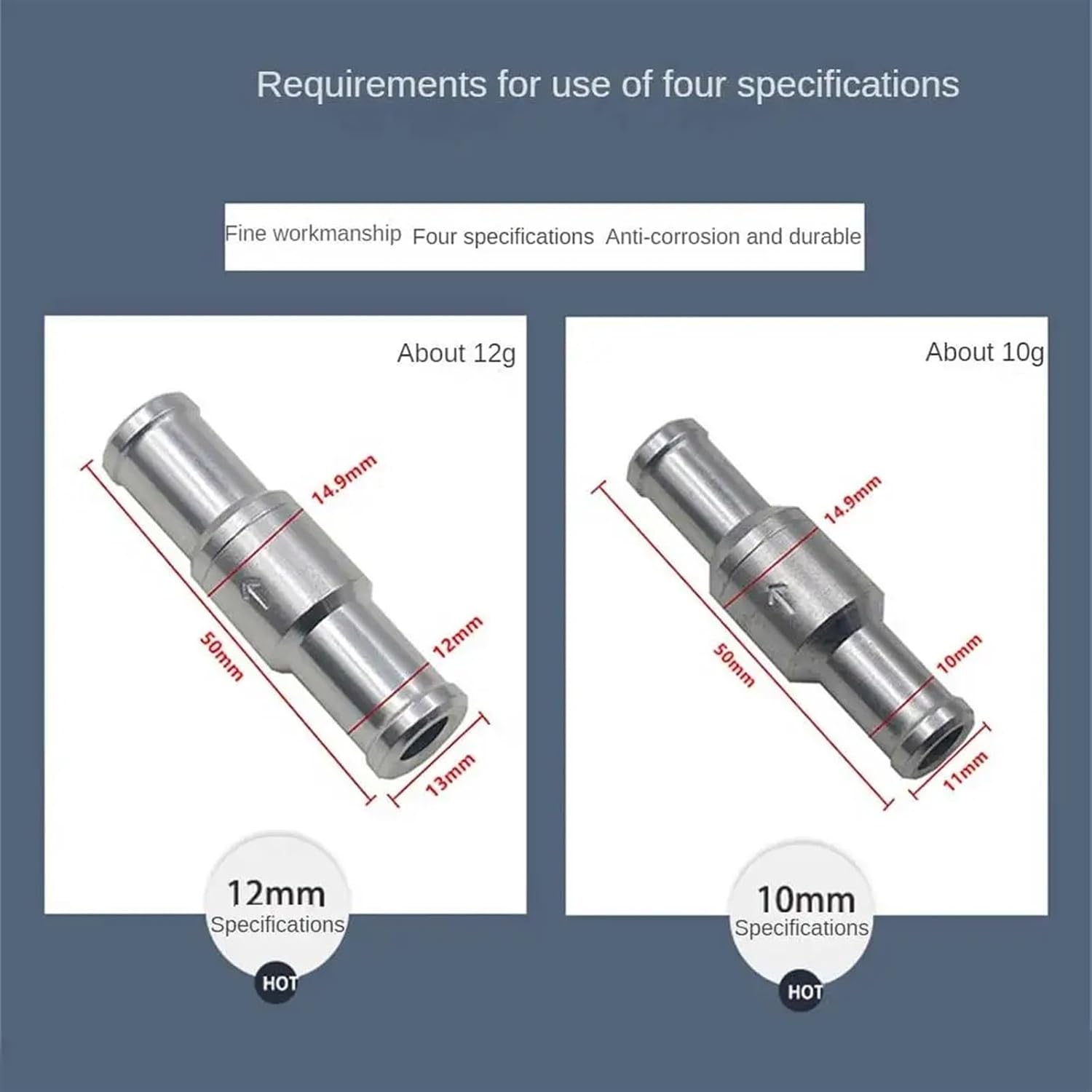 Way fuel check valve, suitable for gasoline pipe vacuum automotive engine oil water pump 4/6/8/10/12 mm(DN10)