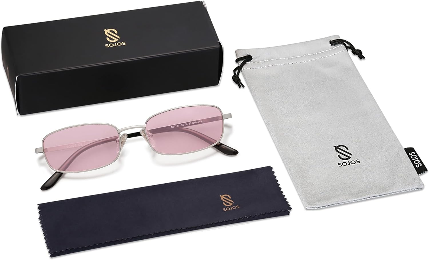 SOJOS Small Trendy Rectangle Sunglasses Womens Mens, Retro 80s 90s Y2k Chic Narrow Thin Skinny Sunnies SJ1187 - Image 6