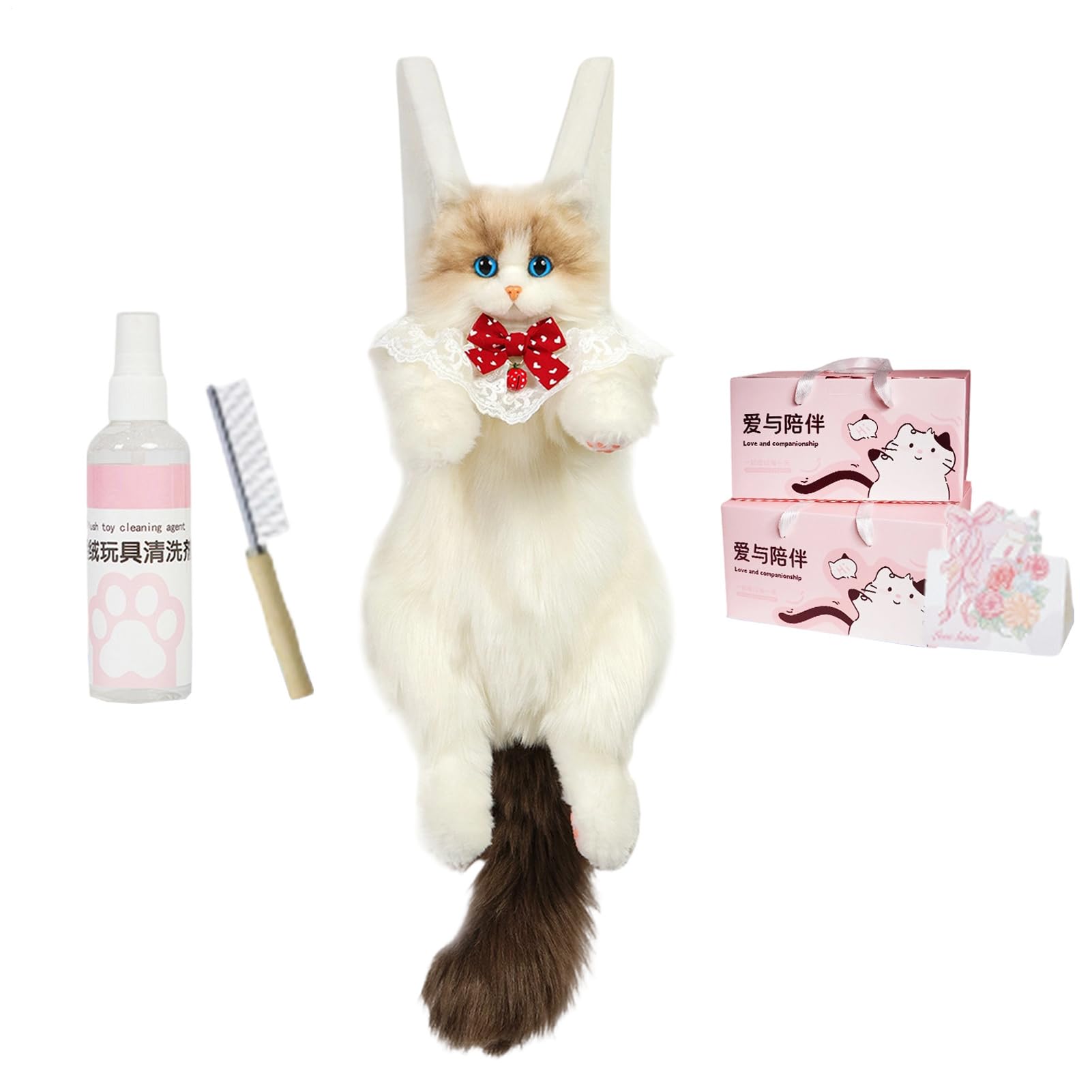Mochila de Gato de Peluche Bolsa de Peluche con Correa de Hombro | Mochila de Peluche de Gato Juguete para Colegio Universidad Trabajo Oficina Vacaciones Fin de Semana Trayectos Diario