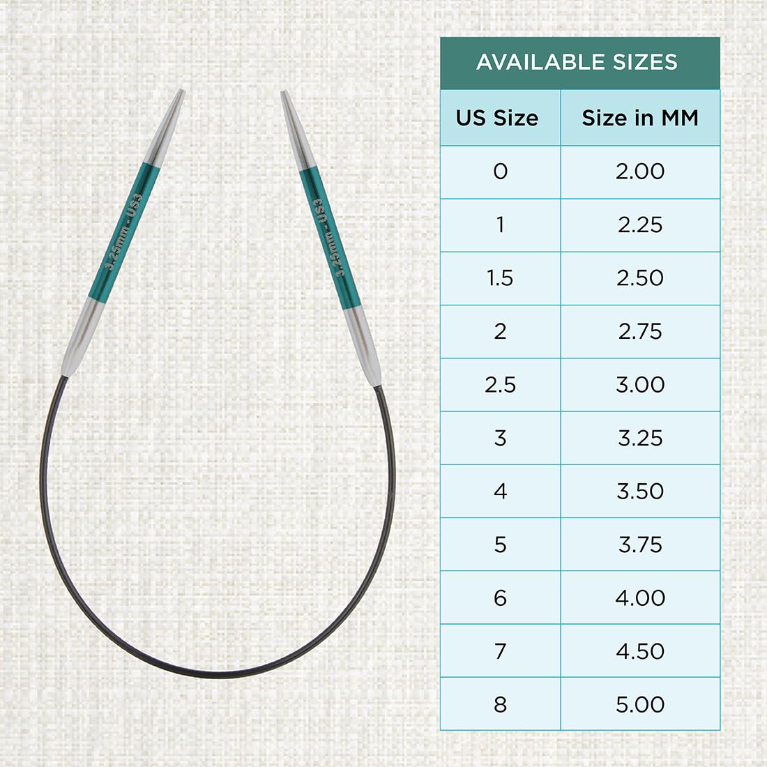 KnitPro Zing Fixed Circular Needles 9" (22.5cm), Emerald, 3.25 mm - Image 4
