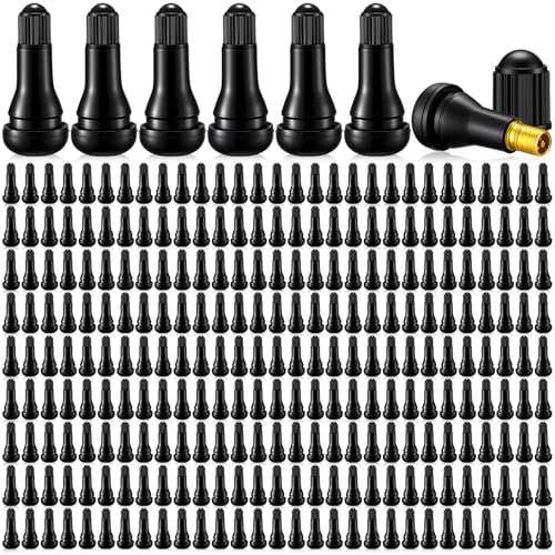 Image of Tallew 400 Pieces TR413 Tire Valve Stems, Rubber Snap-in Tubeless, Black
