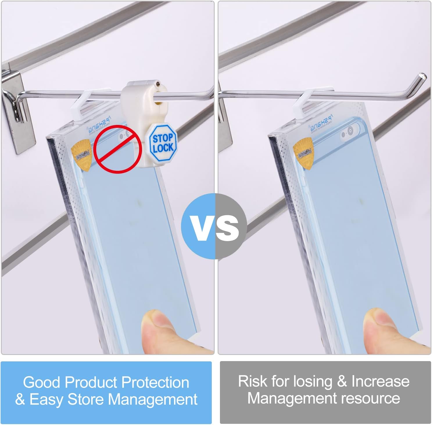 LeaGerous 200 Pcs Magnetic Peg Hook Stop Lock 6mm, Display Hook Magnet Security Locks Compatible with 4.5-5.9mm pegboard for Retail Store and Shopping Center (White)