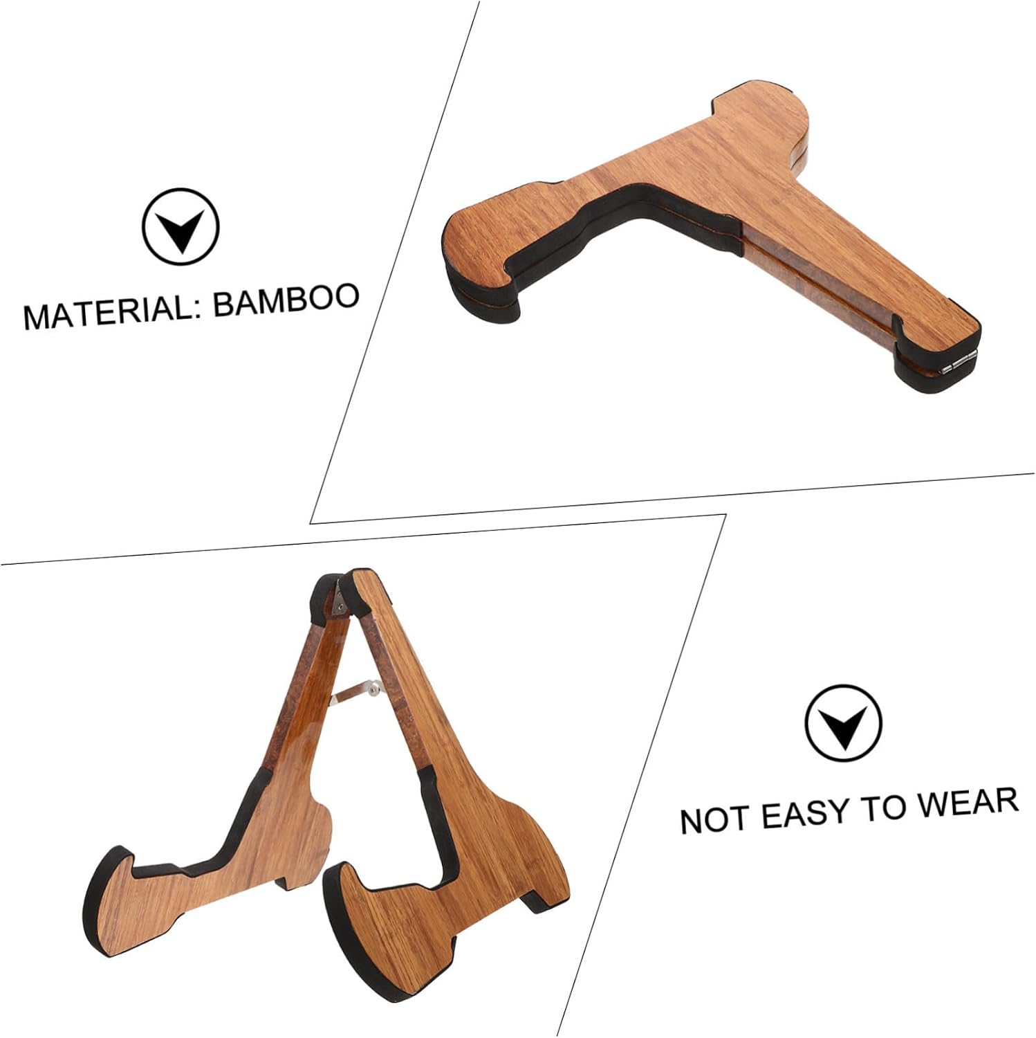 Milisten Portable Foldable Violin Stand Adjustable Wooden Guitar Holder Bow Hanger Vertical Support for Acoustic Guitars Violins and Basses