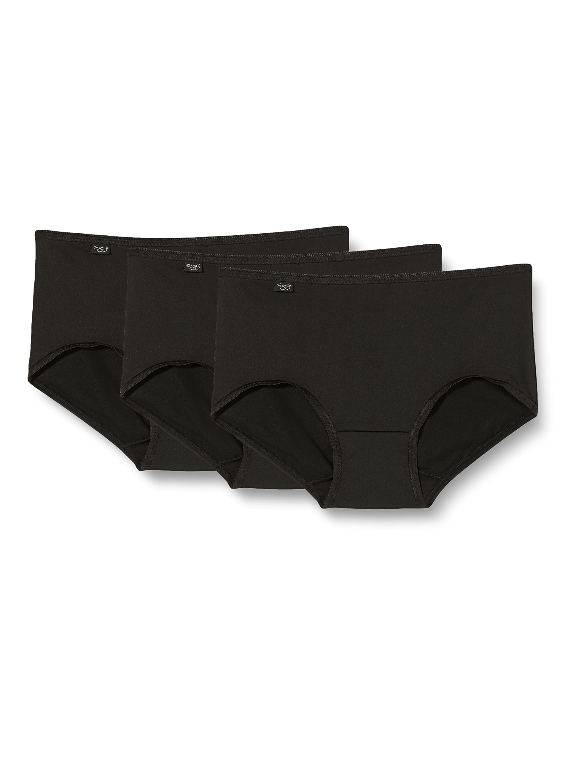 Sloggi Women's 24/7 Microfibre Midi C3P Briefs, BLACK, 14