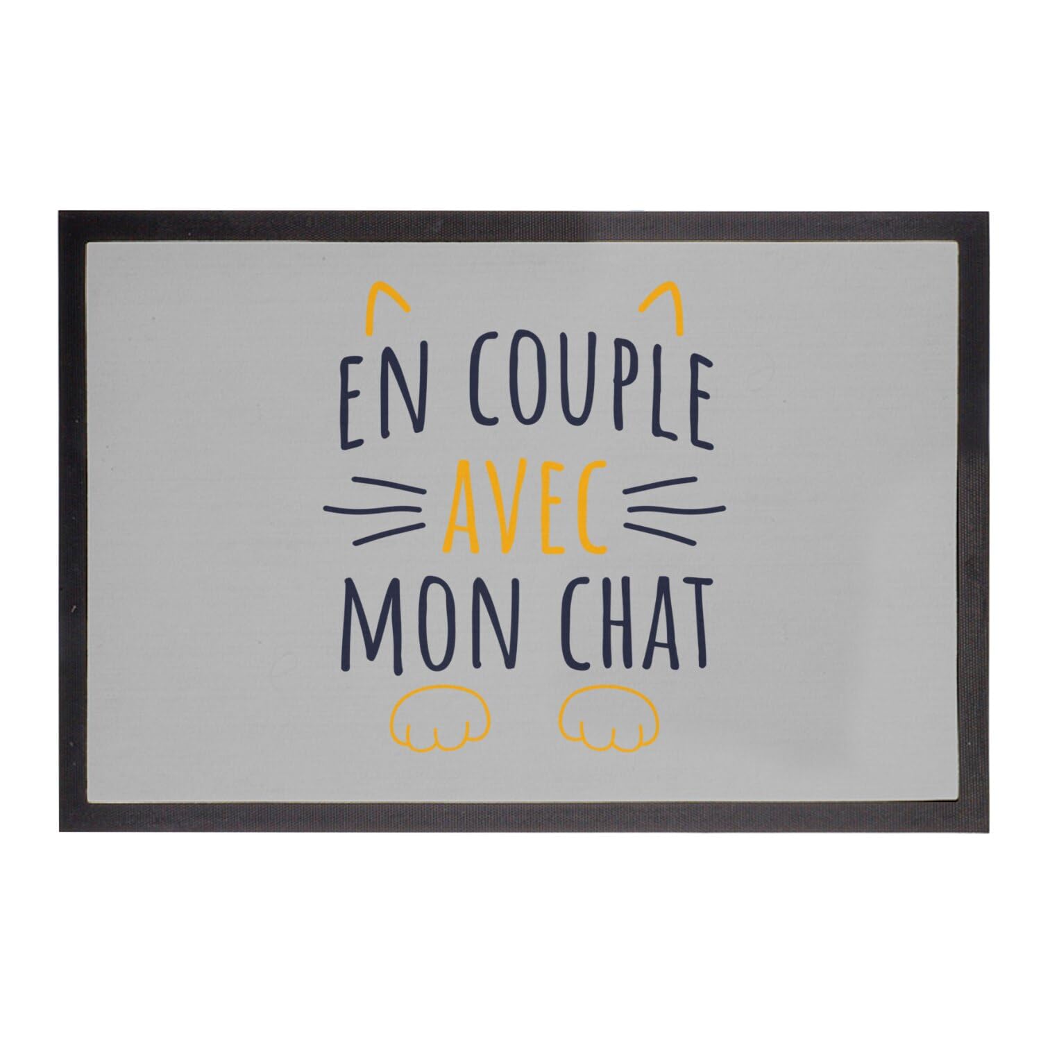 Paillasson Gris Chat Tapis Entrée Animaux Mignon Essuie-Pieds 75x50