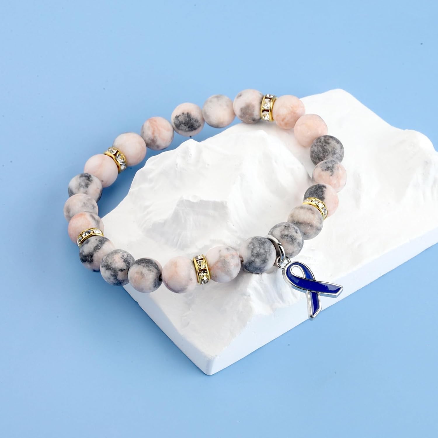 Zuo Bao Blue Ribbon Awareness Charm Colon Cancer Fighter Bracelet Dark Blue Awareness Ribbon Gift Inspirational Bracelet for Cancer Survivor - Image 6