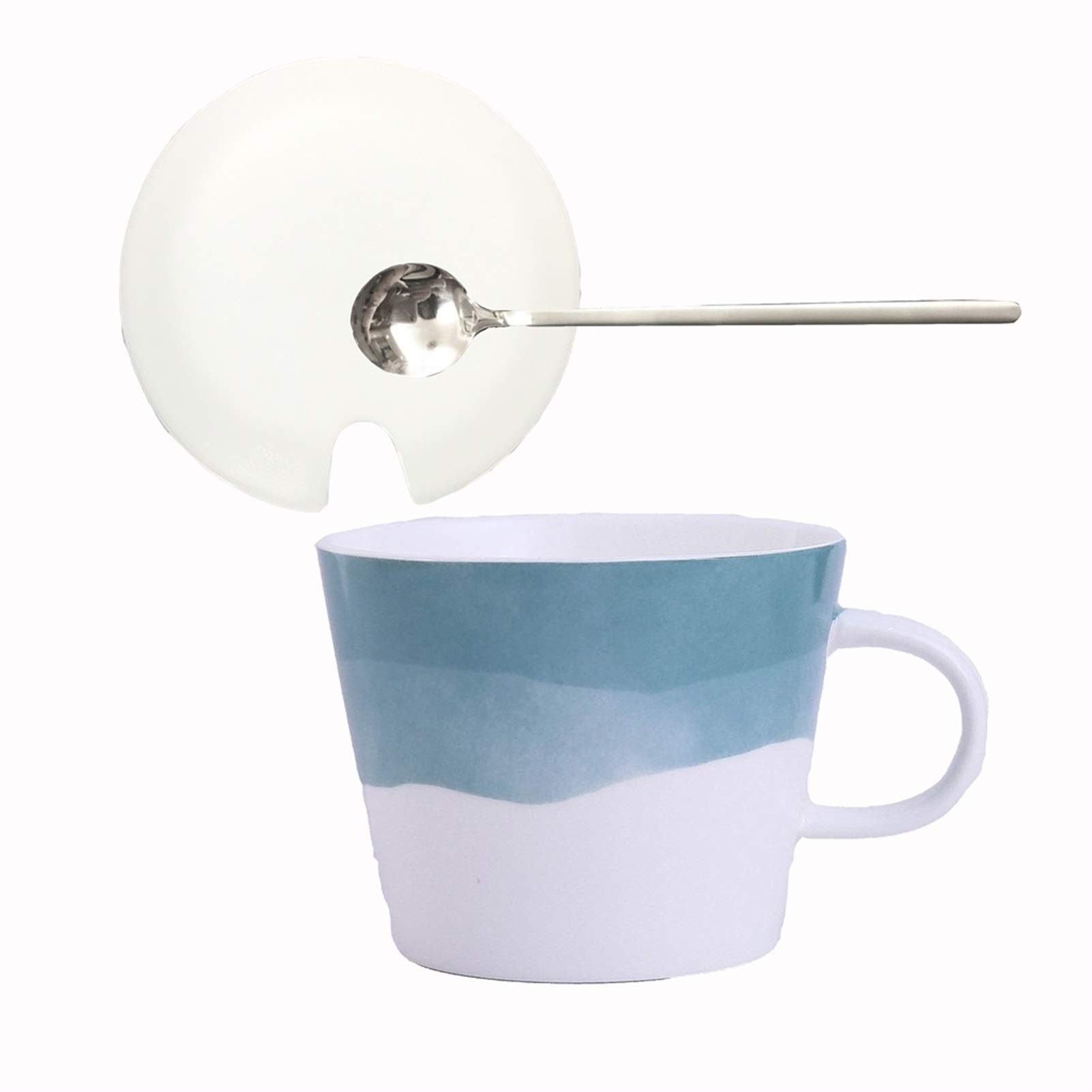 Kaffee-Becher Keramikbecher Exquisite Aquarell Gradienten Kapazitätsbecher Handgemachte Kaffeetasse mit Deckel Tragbare Exquisite Teetasse 360ml (Color : B)
