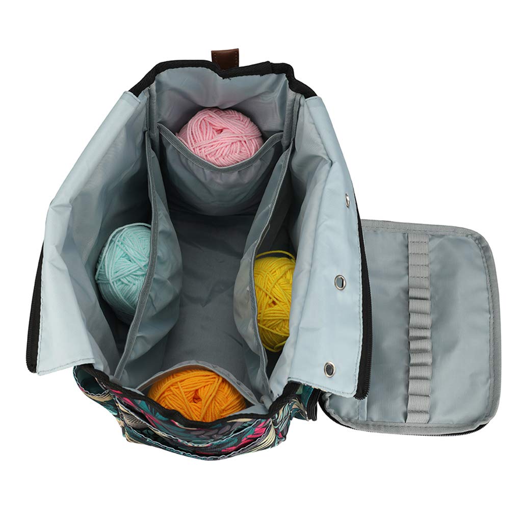 Bolsa de tejer portátil, organizador de almacenamiento de hilo, ganchillo, aguja, cesta de almacenamiento, funda rígida