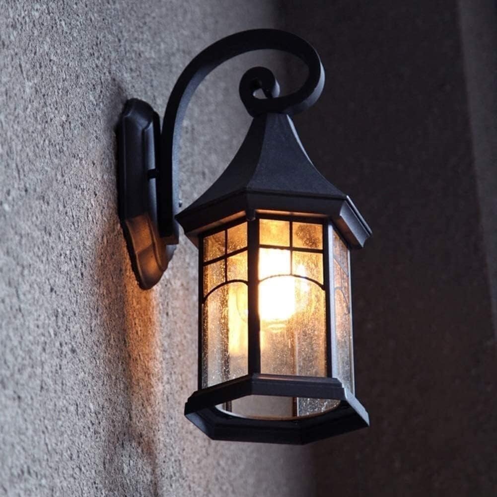 XANAYXWJ kinkiet ścienny, nierdzewny, kute żelazne kinkiety metalowe v-intage, retro, wodoodporny, zewnętrzny, odporny na deszcz, oprawa zewnętrzna, ganek, ogród, salon, przejście