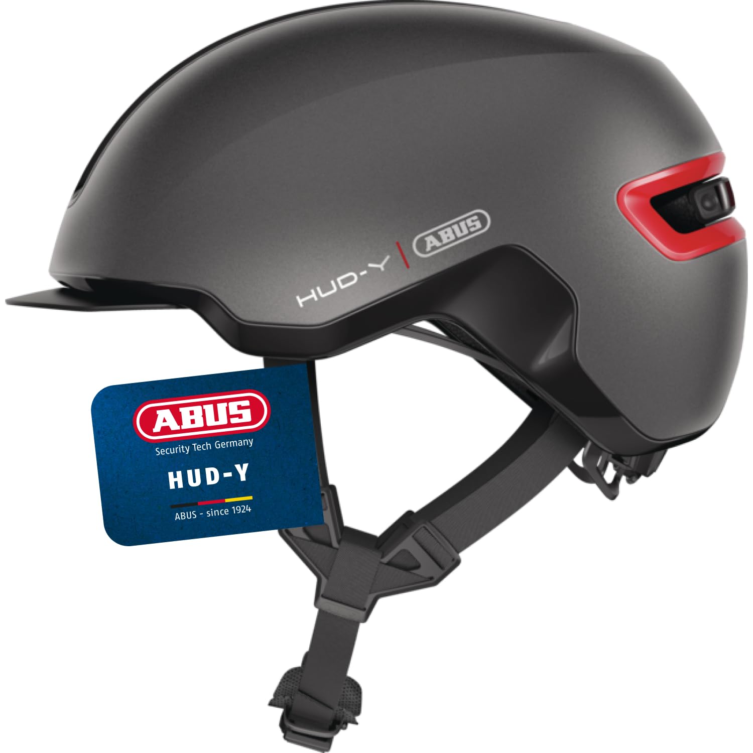 ABUS Casco da bicicletta HUD-Y - con luce posteriore LED magnetica ricaricabile e chiusura magnetica - Casco urbano elegante per l'uso quotidiano - per uomo e donna