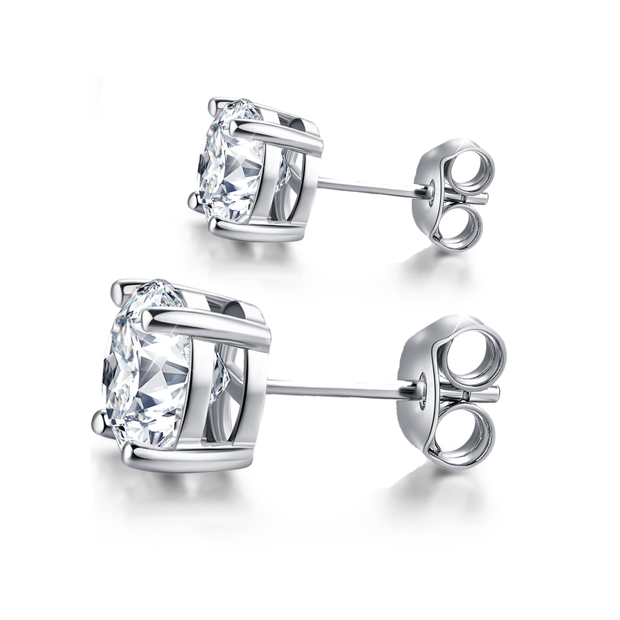 Moissanite Stud Earrings for Men & Women, 0.6ct-3ct D Color VVS1 Clarity, Excellent Round Cut Lab Cr