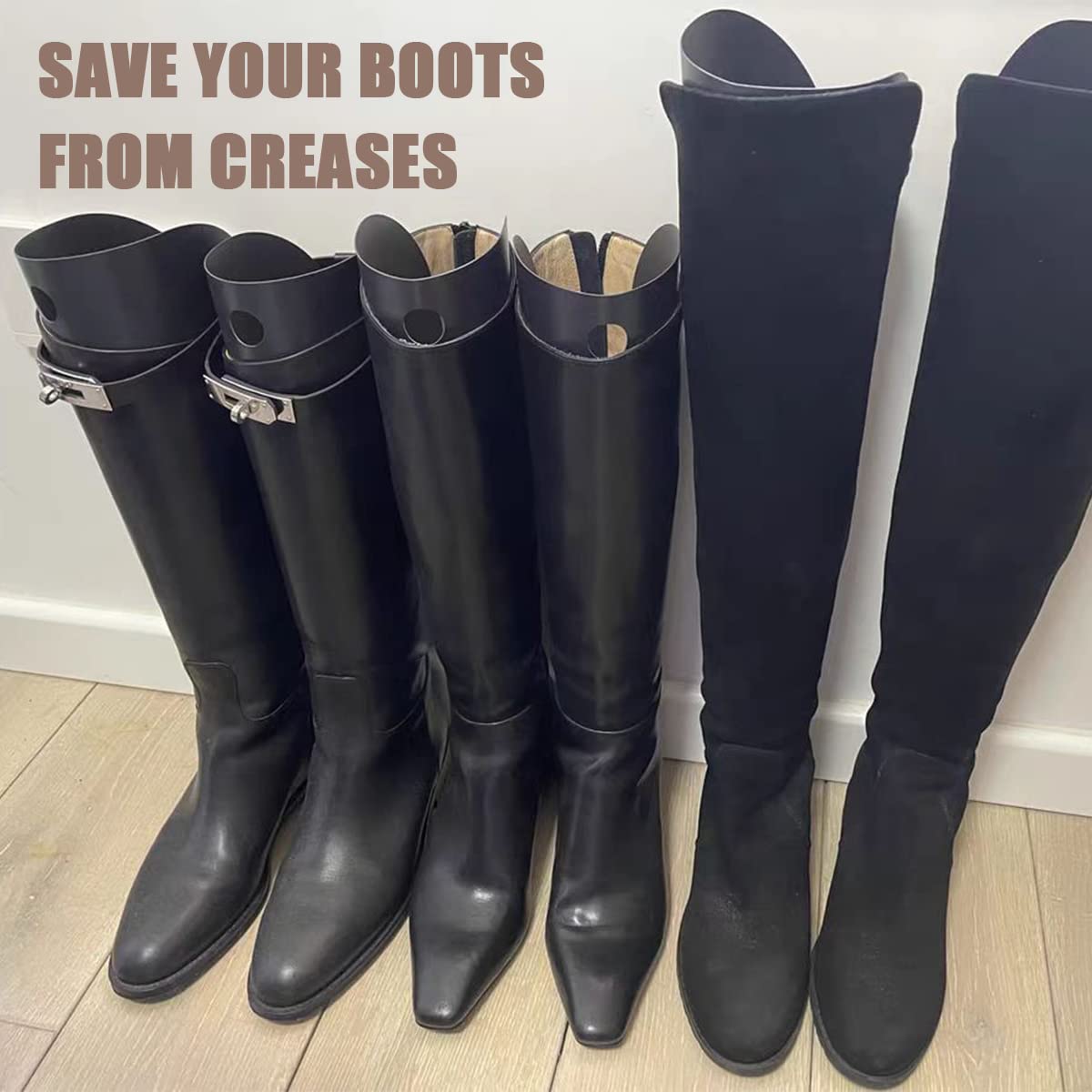 4 pares de insertos de forma de bota reutilizables, inserciones en posición vertical para botas para mantener la forma y evitar curvas y pliegues