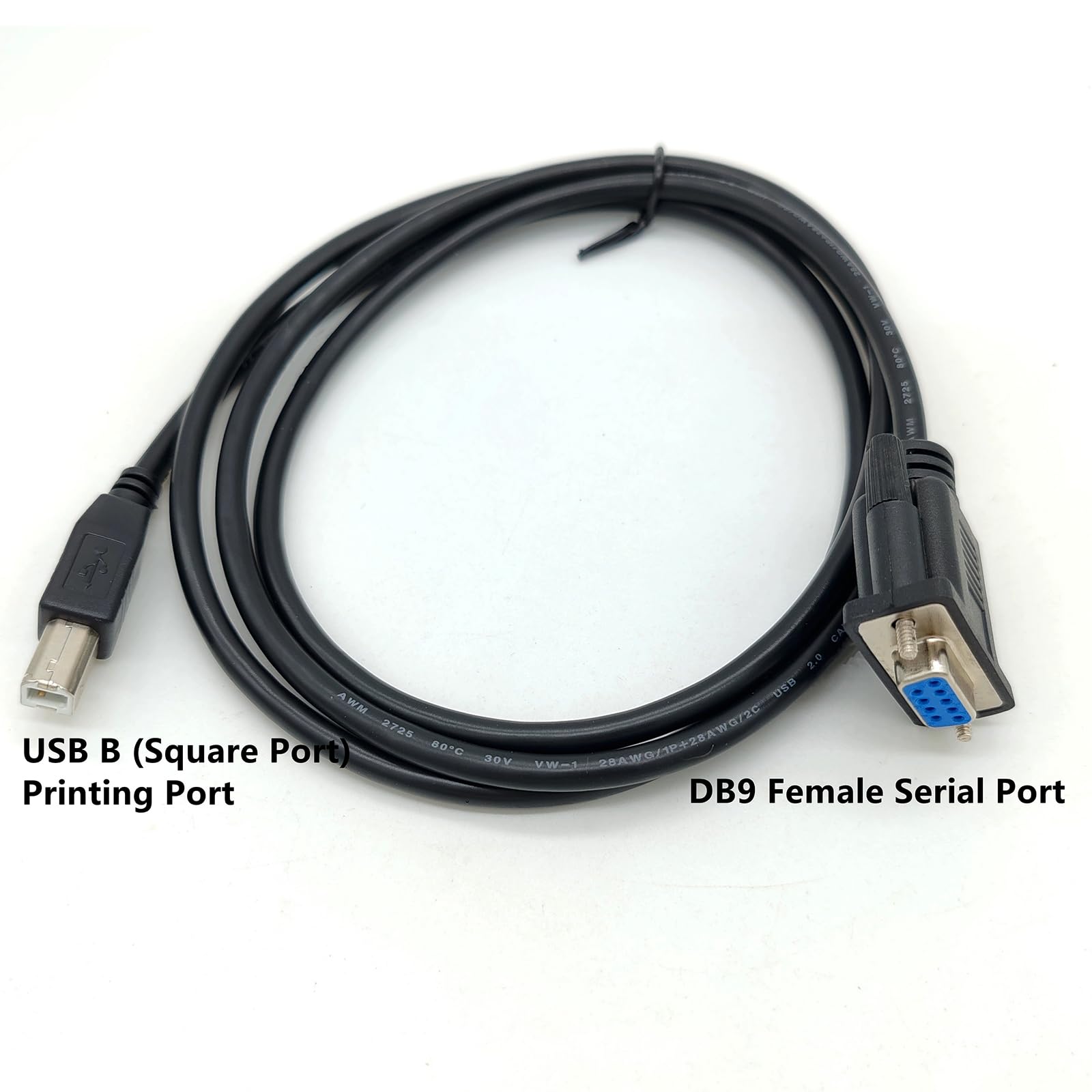 Câble adaptateur USB B Port d'impression mâle vers DB9 femelle RS232 Câble série DB9 vers USB type B Câble adaptateur d'imprimante de transmission de données 1,5 m