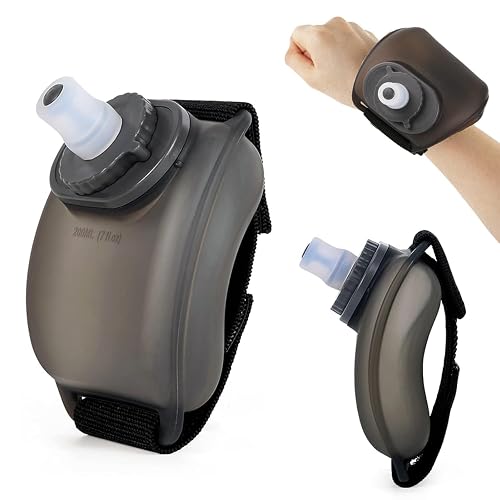 ELETO Wrist Sports Water Bottle with Adjustable Hand Strap | 200 ml (7 oz) Soft Silicone BPA-Free Hydration Bottle for Running, Jogging, Gym, Cycling & Outdoor Exercise (Multicolor)