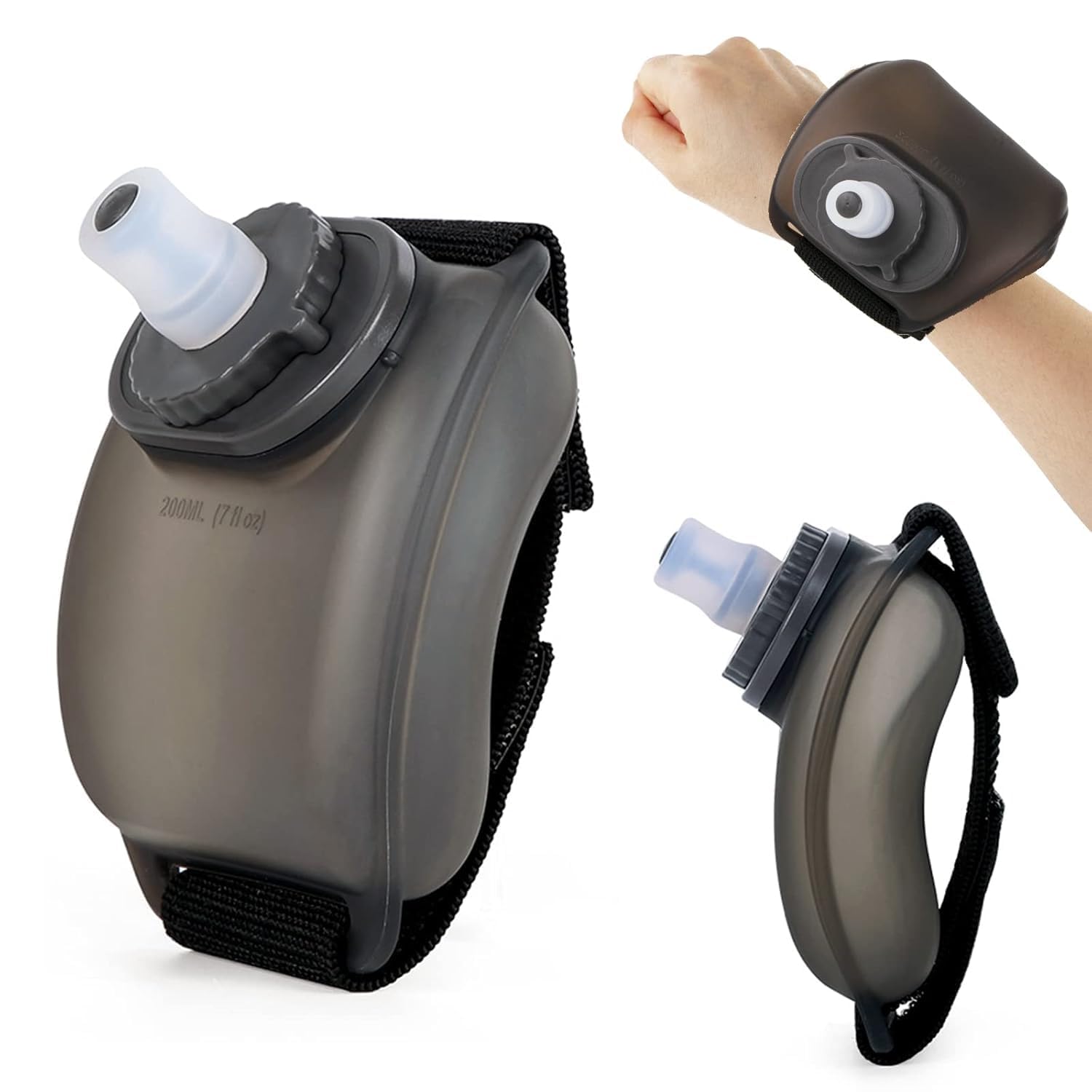 ELETO Wrist Sports Water Bottle with Adjustable Hand Strap | 200 ml (7 oz) Soft Silicone BPA-Free Hydration Bottle for Running, Jogging, Gym, Cycling & Outdoor Exercise (Multicolor)-image-33