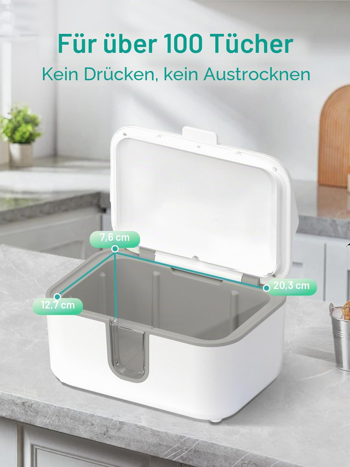 Baby Feuchttücherwärmer, größere Kapazität, Wischtuchspender, gleichmäßige Erwärmung Windel-Wischerwärmer mit Nachtlicht, Ein-/Ausschalter, Weiß