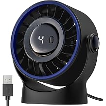 SWEETFULL USB Small Desk Fan - 5 Inch Mini Personal Desktop Fan, 4 Speeds Cooling Strong Airflow, 360&deg; Adjustable Tilt, Quiet Portable Table Fans for Bedroom, Home, Office, Travel &amp; Cruise, Black
