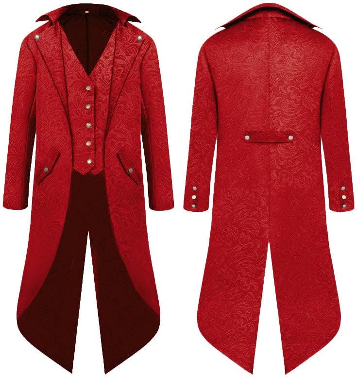 Steampunk Men's Coat Medieval Clothing Wizard Costume Pirate Coat Mens Halloween Renaissance Pirate Vampire Party Cosplay Adult