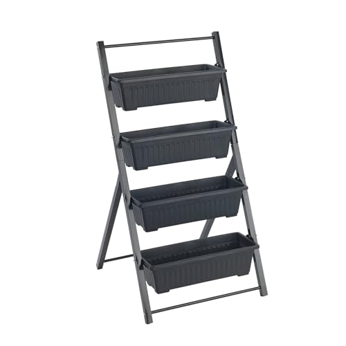 Maximex Vertikales Hochbeet 4 Etagen, Verstellbarer Neigungswinkel, 4 Pflanzkästen mit Drainagelöcher, 56,5 x 108 x 62 cm